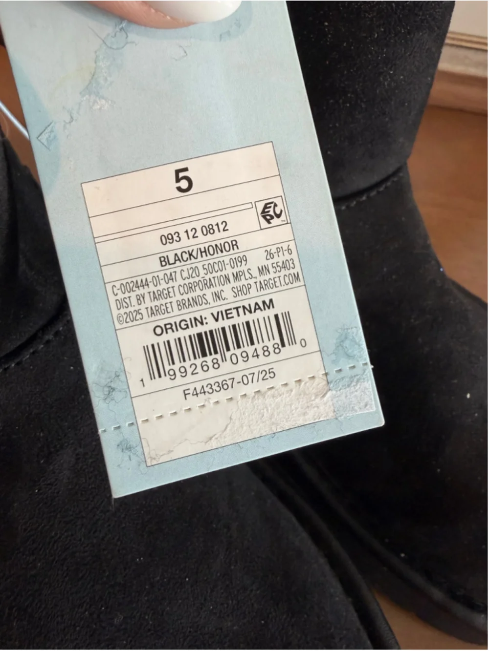 NWT Cat & Jack Honor Black Suede Style Youth Boots Size 5 (Womens 7)